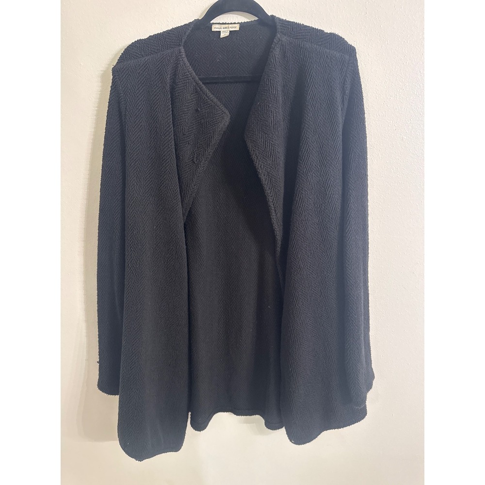 James Perse Black Chevron Textured Open Front Cardigan  Size 3 Large